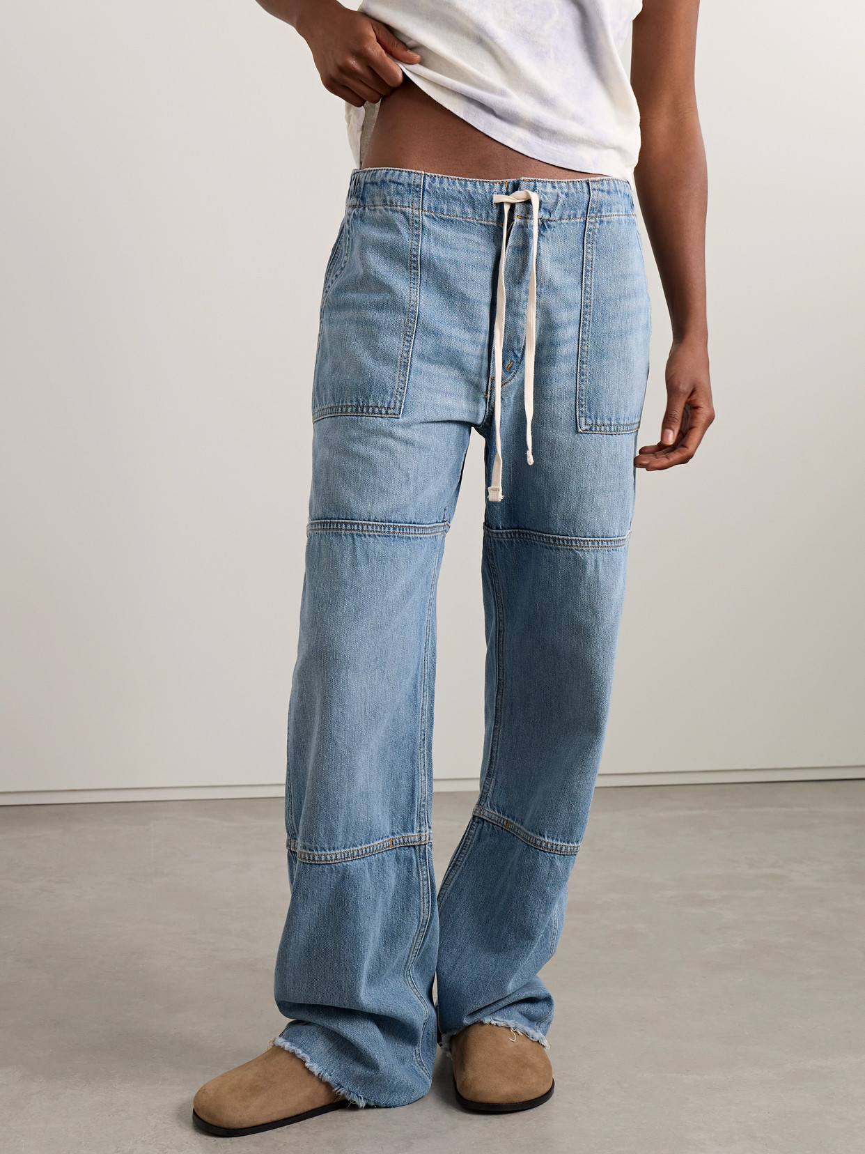 Re/done Beach Mid-rise Straight-leg Jeans In Blue