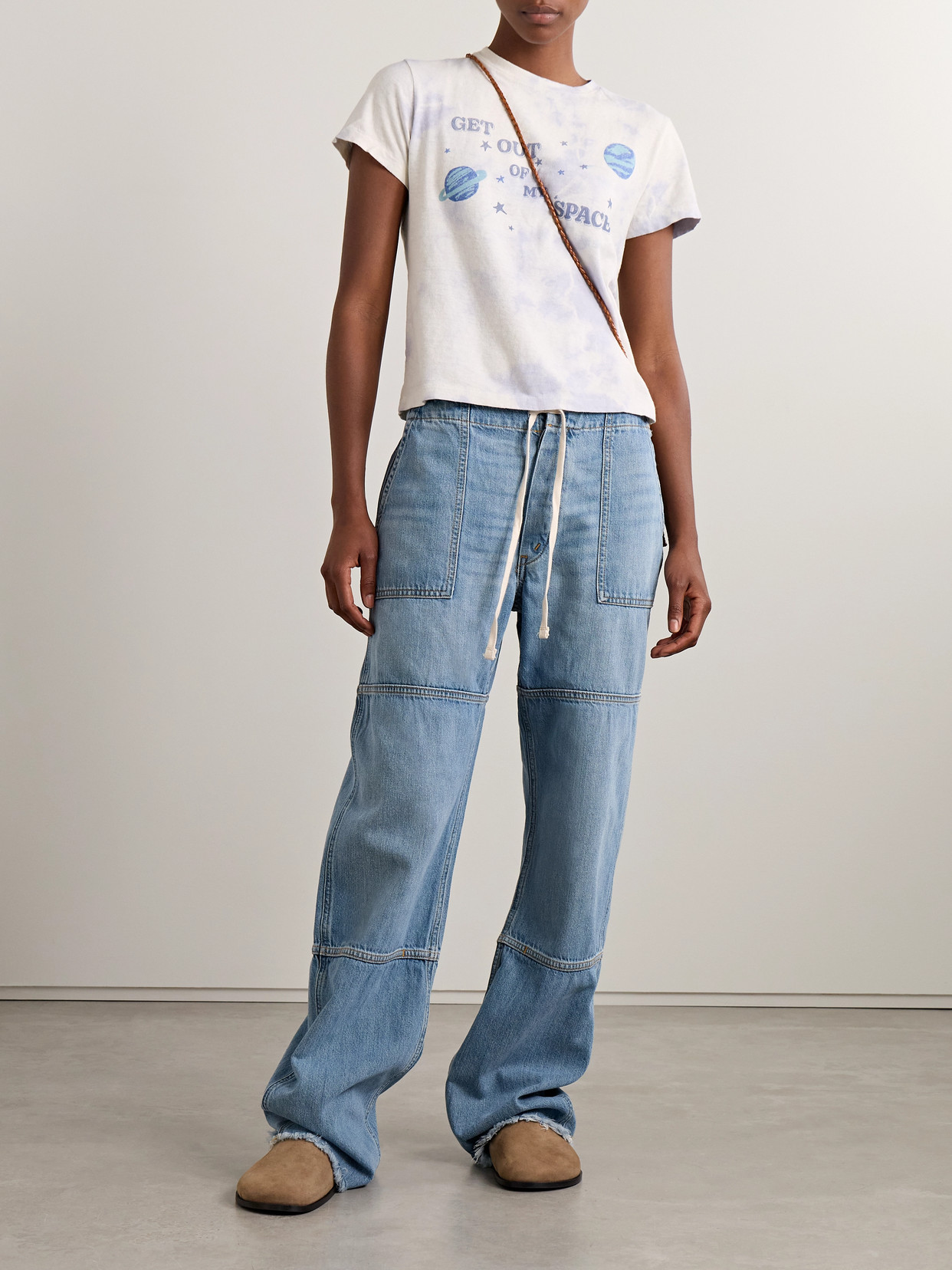Re/done Beach Mid-rise Straight-leg Jeans In Blue