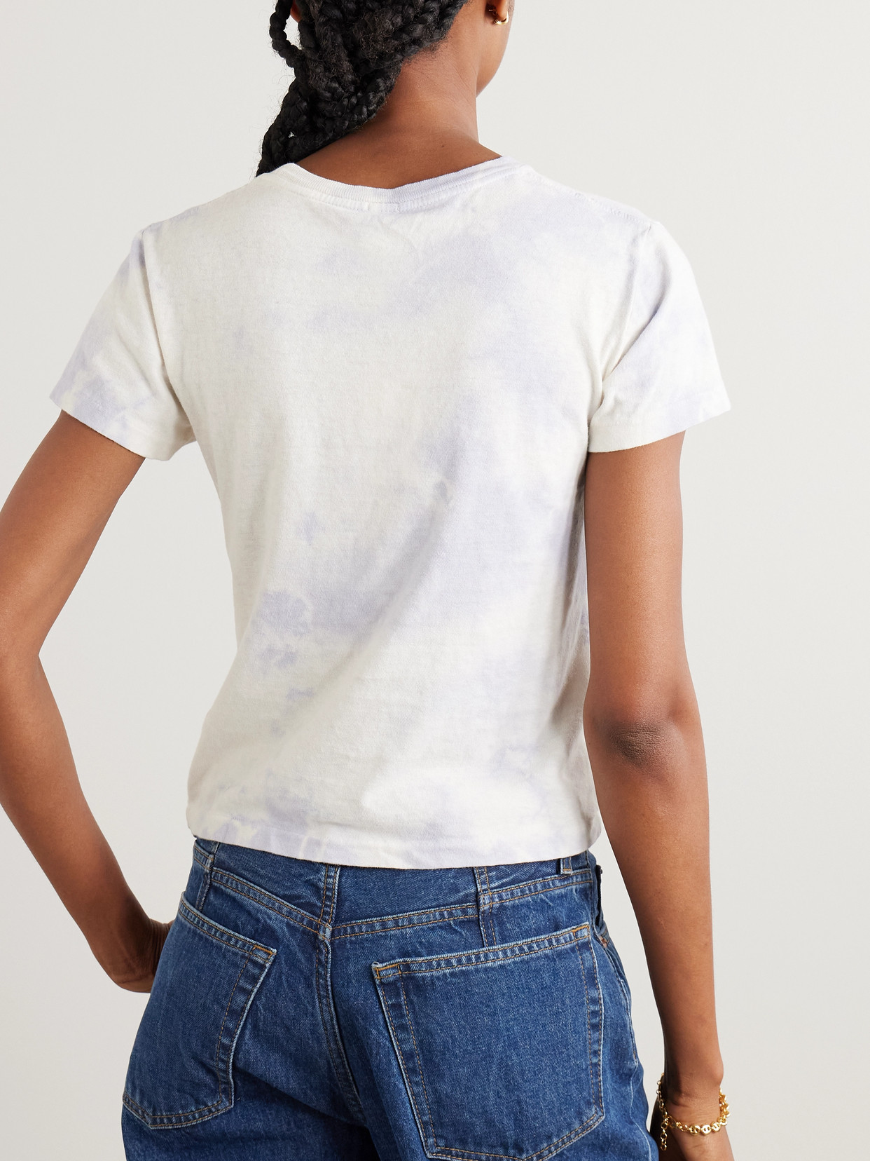 Re/done My Space Tie-dyed Printed Cotton-jersey T-shirt In White