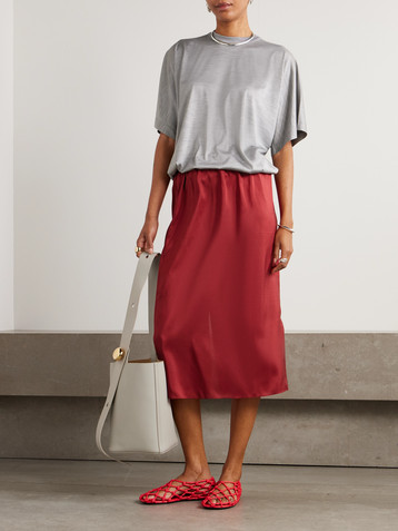 CARVEN Silk-satin midi skirt