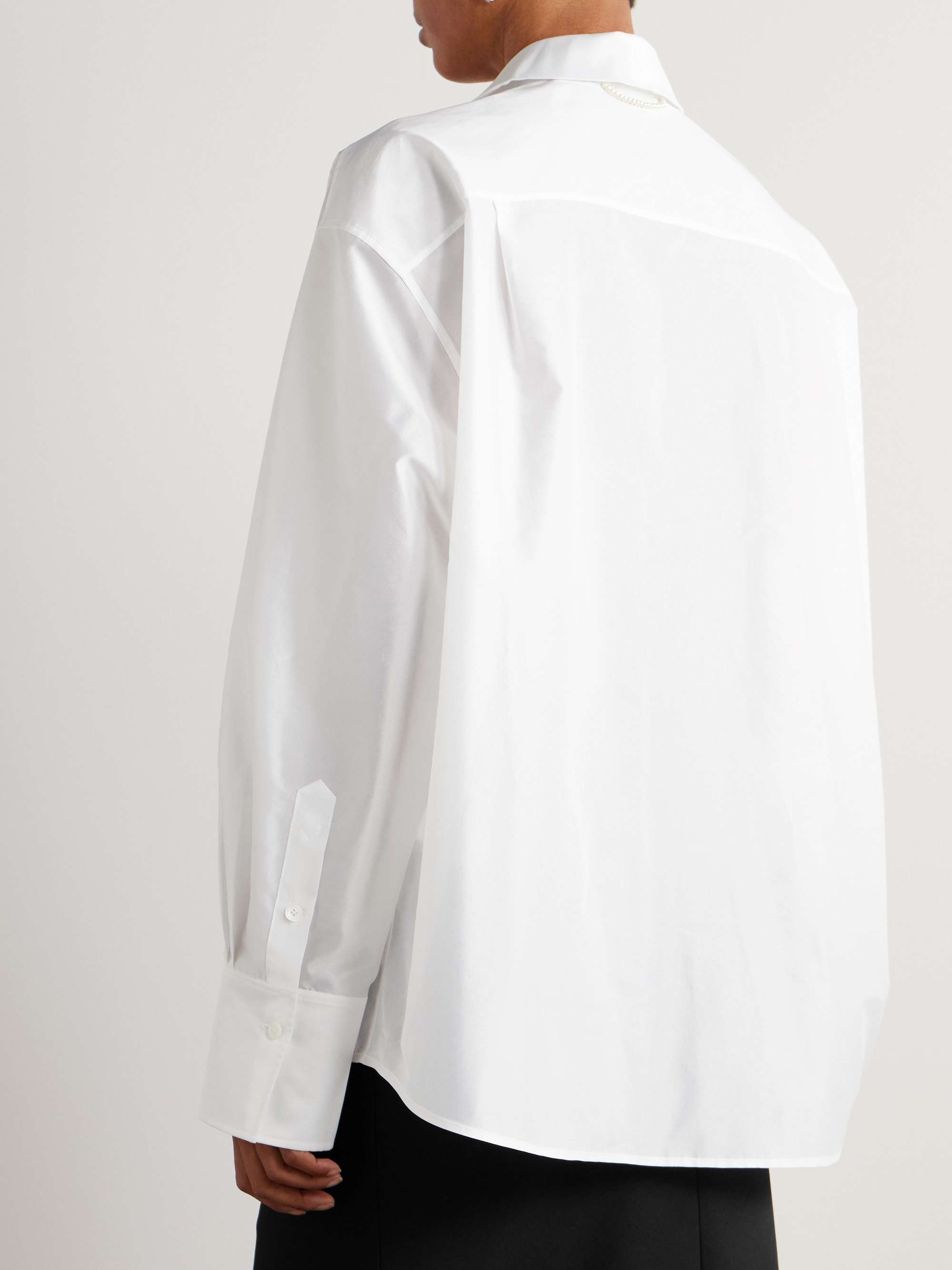 【受注生産品】 CARVEN Pearl-embellished taffeta shirt | NET-A-PORTER シャツ/ブラウス(半袖/袖なし)