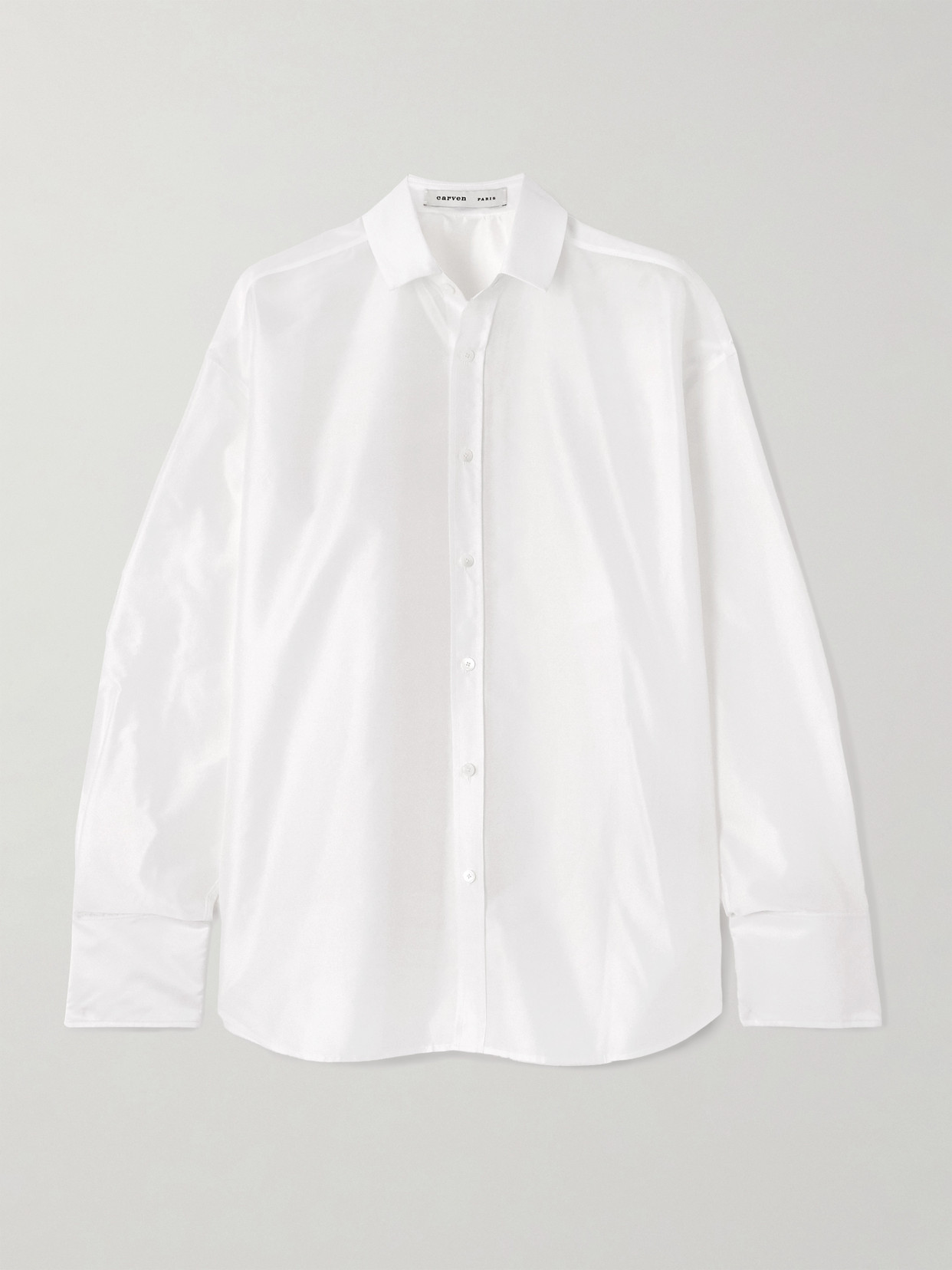 Carven Pearl-embellished Taffeta Shirt In White