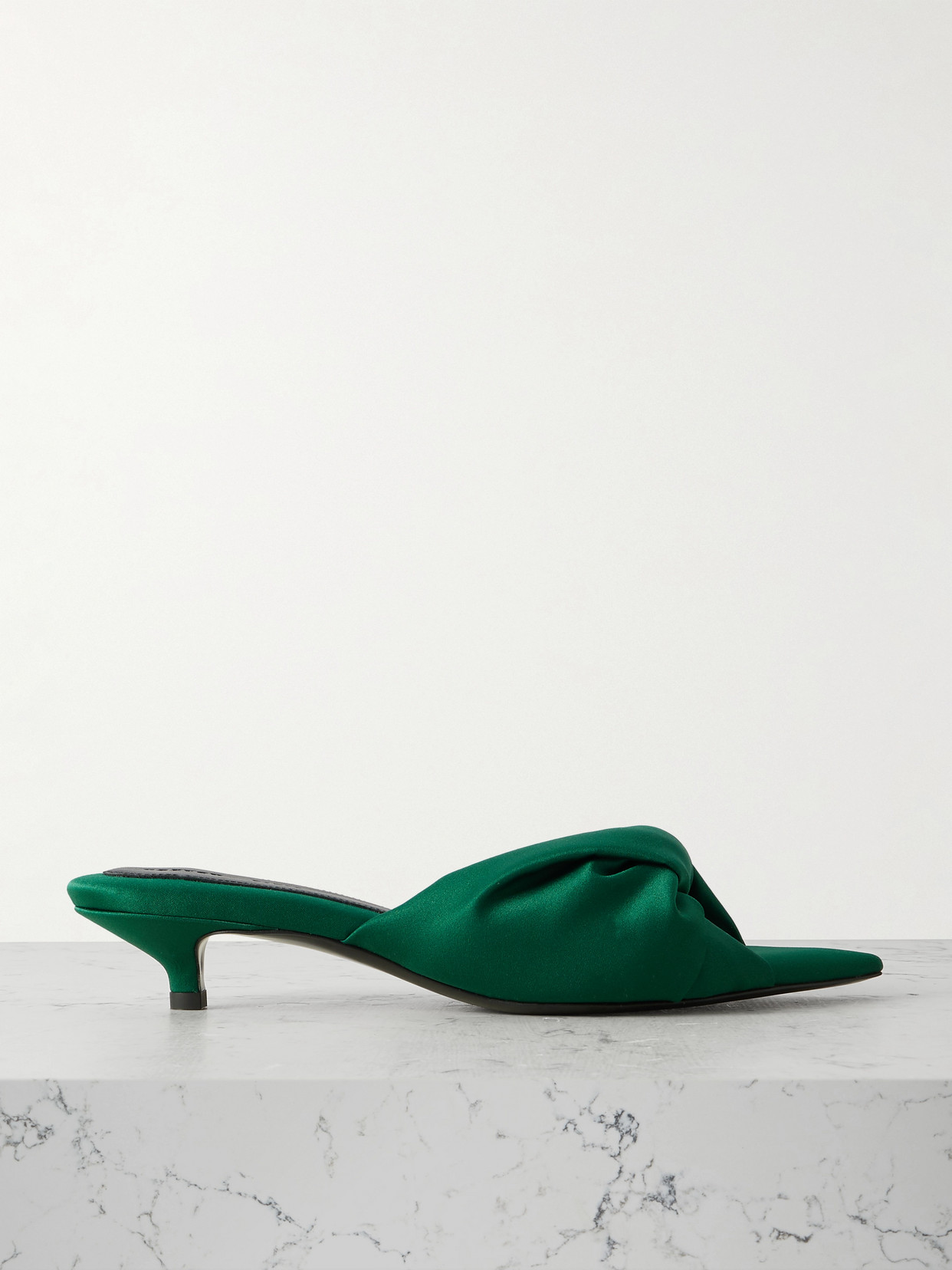 Carven Knotted Satin Mules In Green