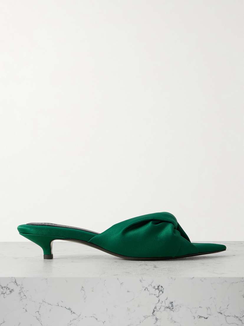 CARVEN Knotted Satin Mules