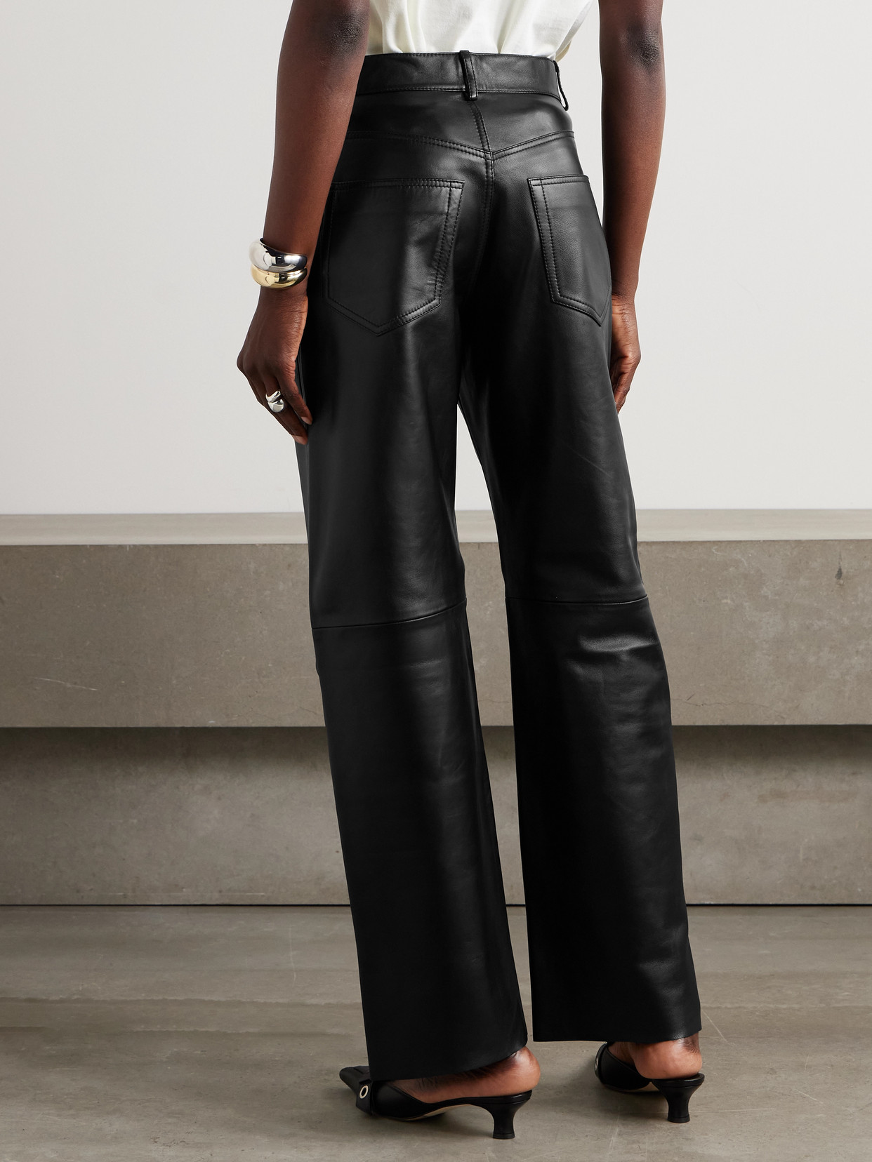 Haikure Bonnie Leather Wide-leg Pants In Black