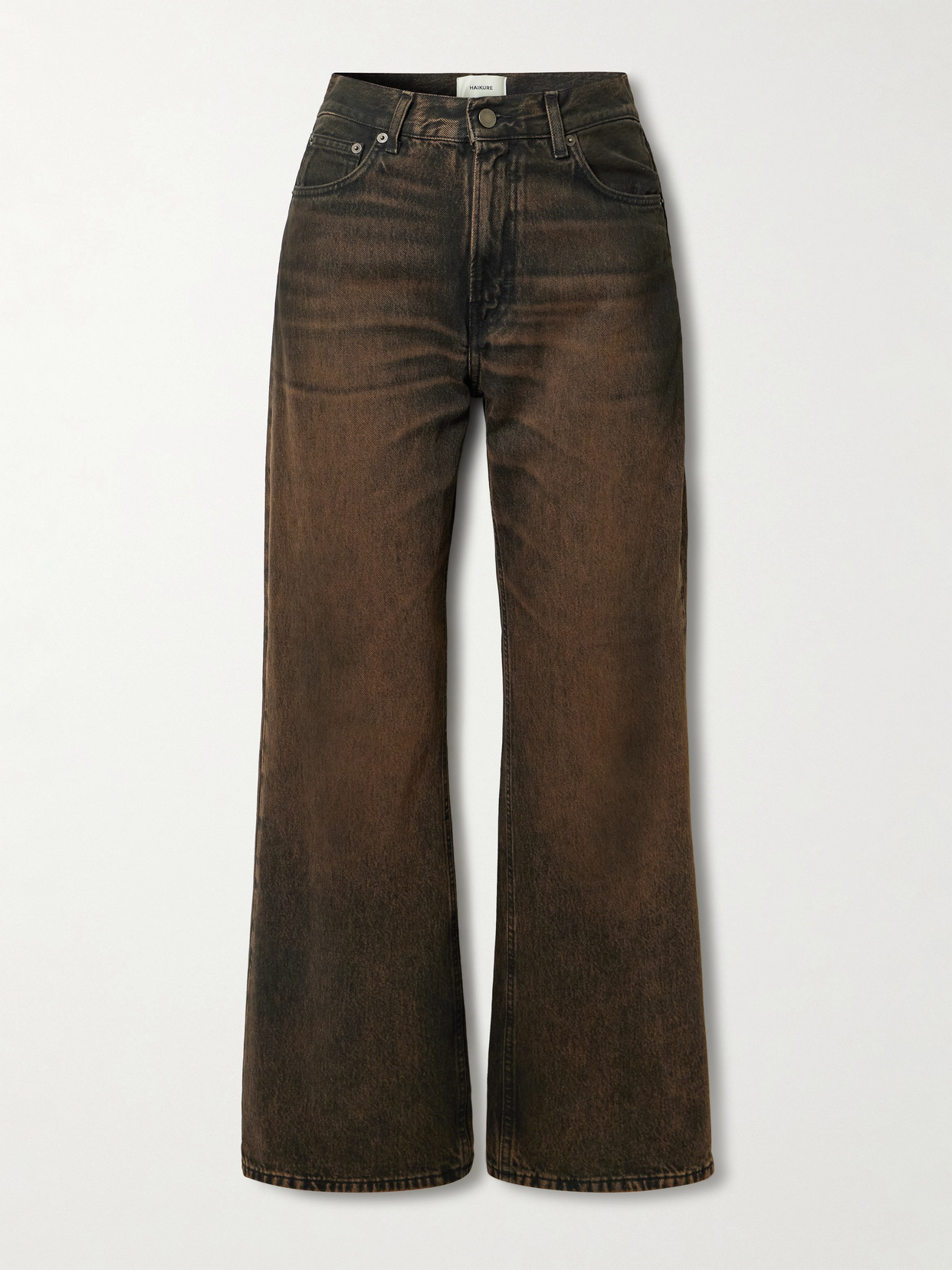 Haikure Korea High-rise Wide-leg Jeans In Brown