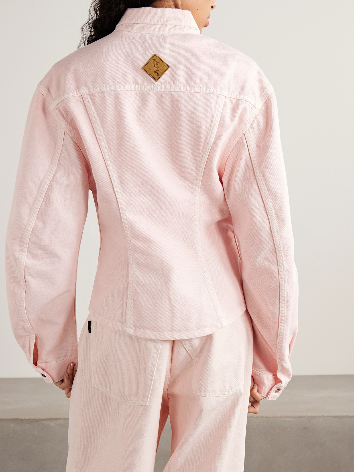 Haikure Lee Dive Paneled Denim Shirt In Pink