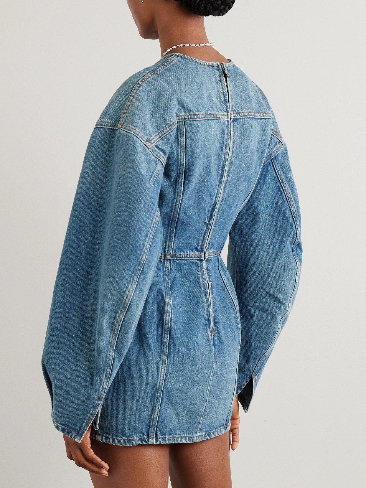 Haikure Darly Paneled Denim Mini Dress In Blue