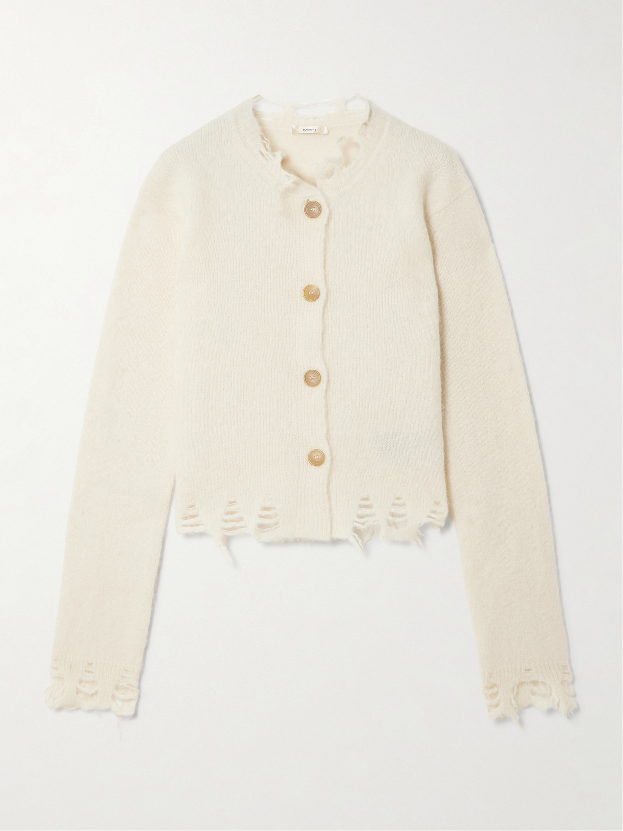 Haikure Jill Distressed Knitted Cardigan In White