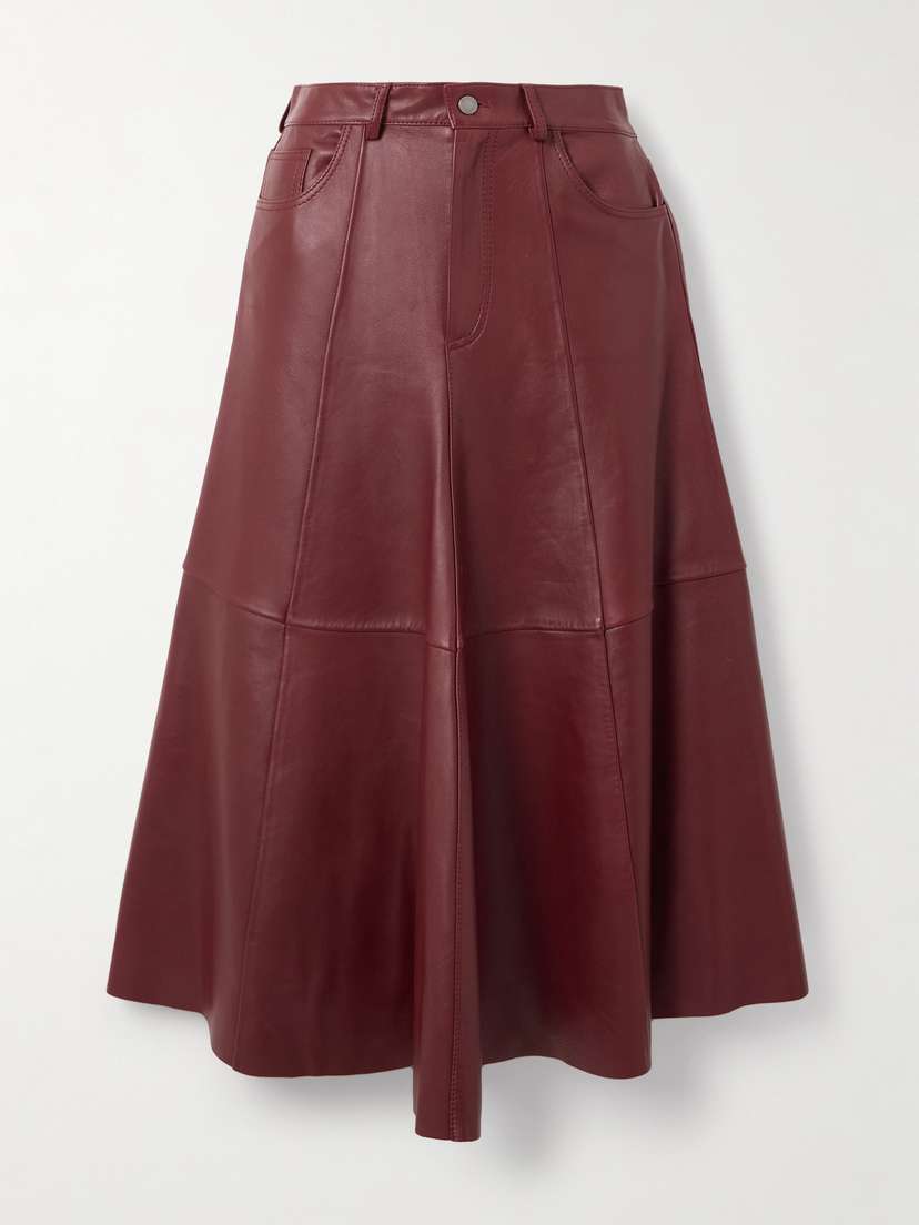 Haikure Serenity Paneled Leather Midi Skirt