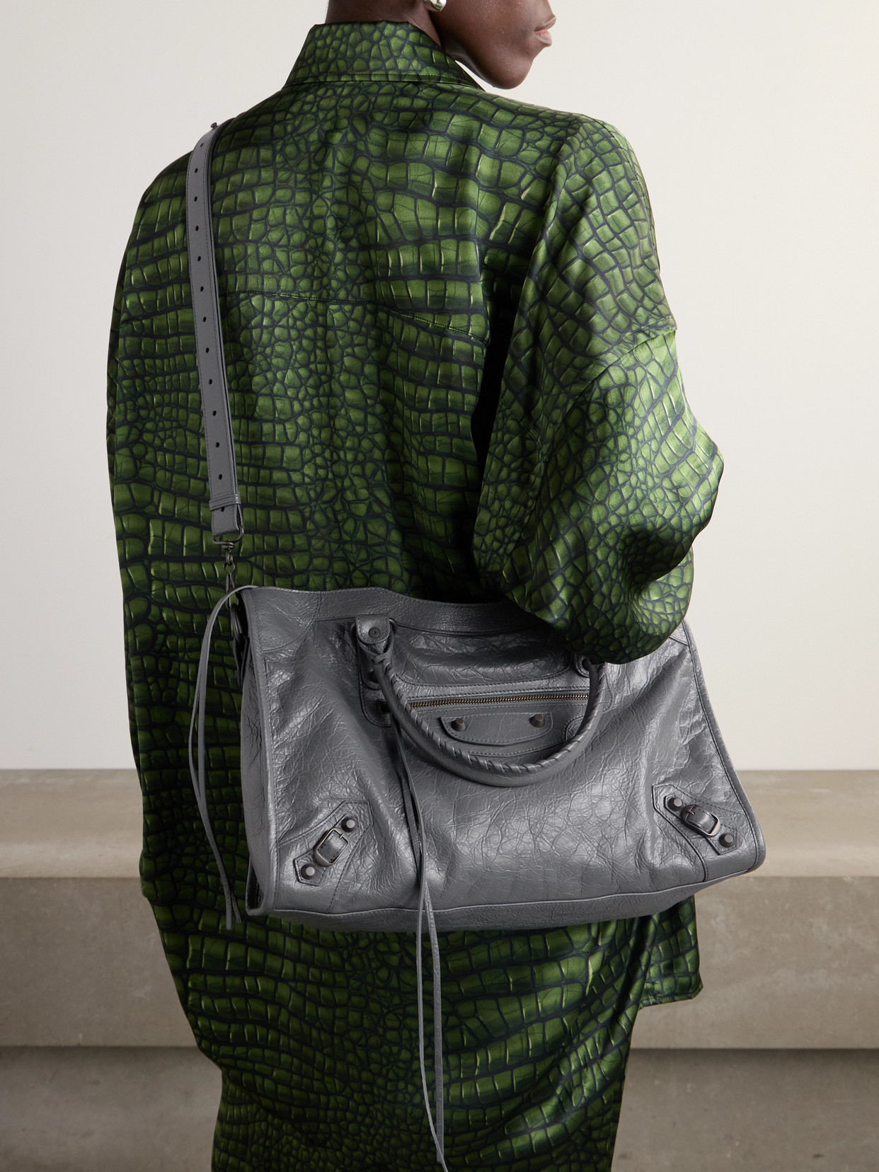 Le City Medium Embellished Textured-Leather Tote Bag