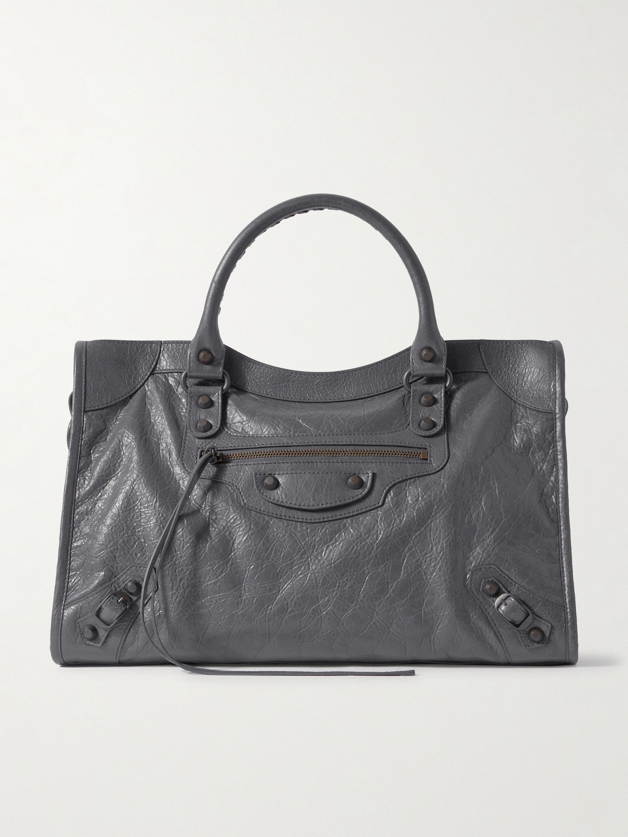 Balenciaga Le City Medium Textured-leather Tote In Gray