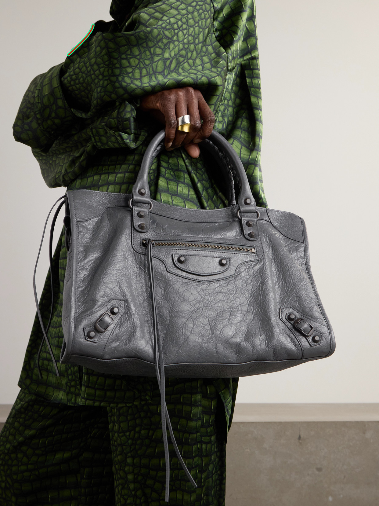 Le City Medium Embellished Textured-Leather Tote Bag