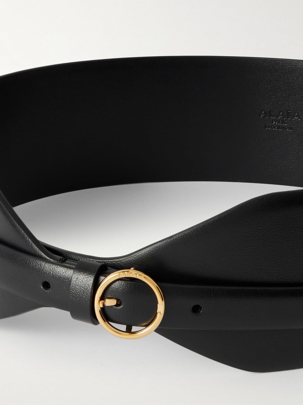 Alaïa Large Calf Leather Belt With Gold-tone Buckle In Black