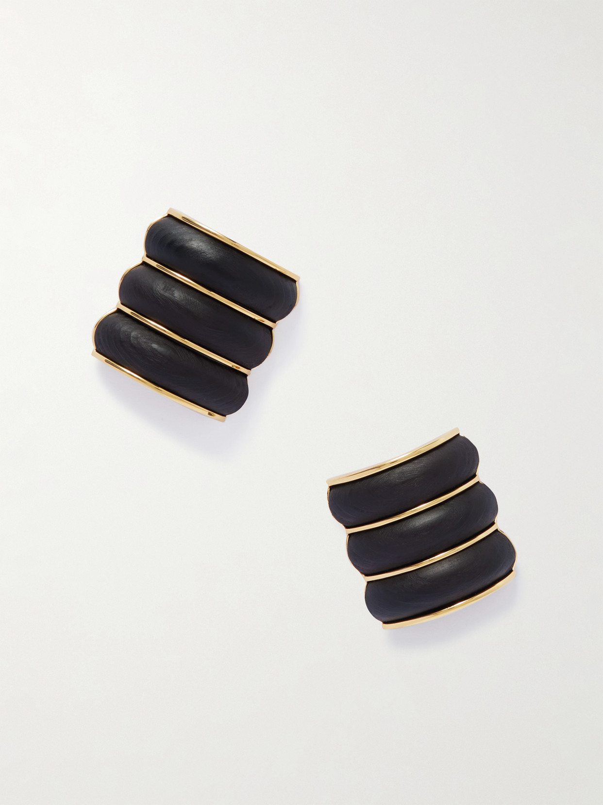 Alaïa - Bumper Gold-tone Wood Clip Earrings - Brown