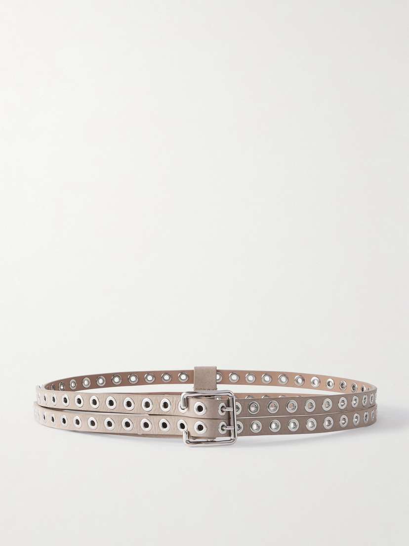 Alaïa Eyelet-embellished Nubuck Belt