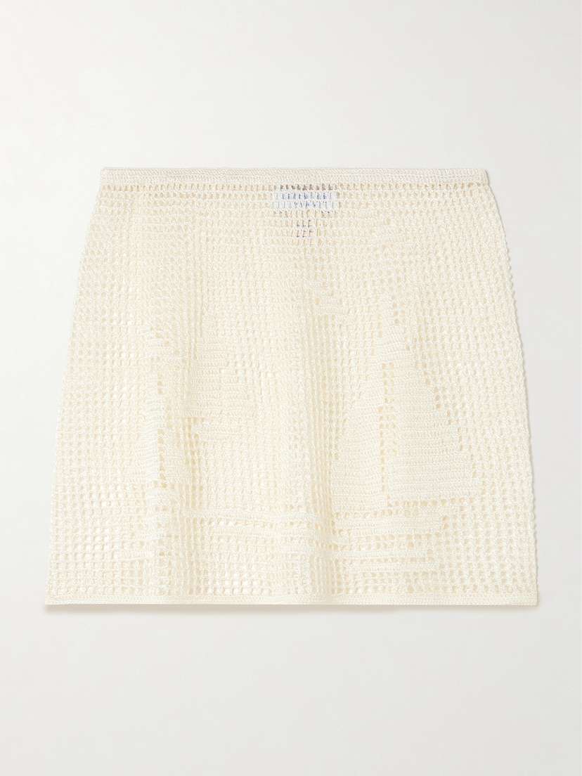 Calle Del Mar Nautical Crocheted Mini Skirt