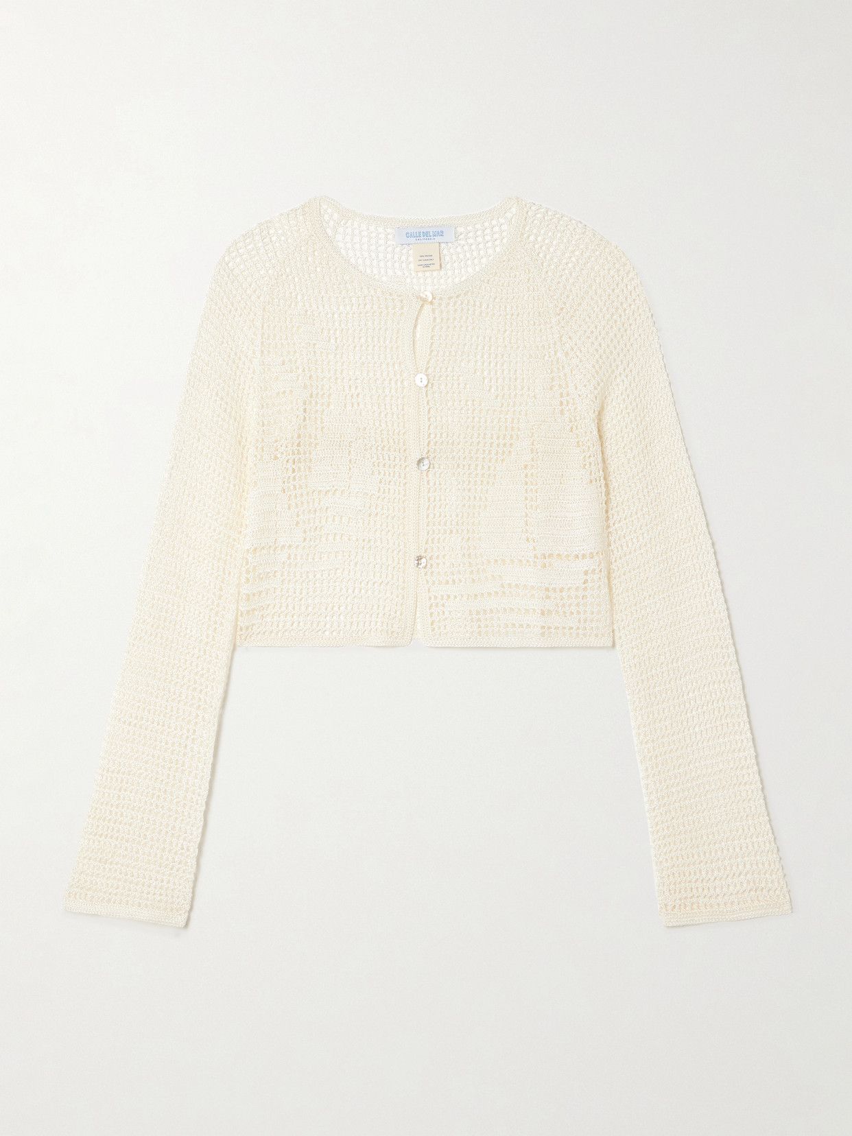 Calle Del Mar Nautical Cropped Crocheted Cardigan