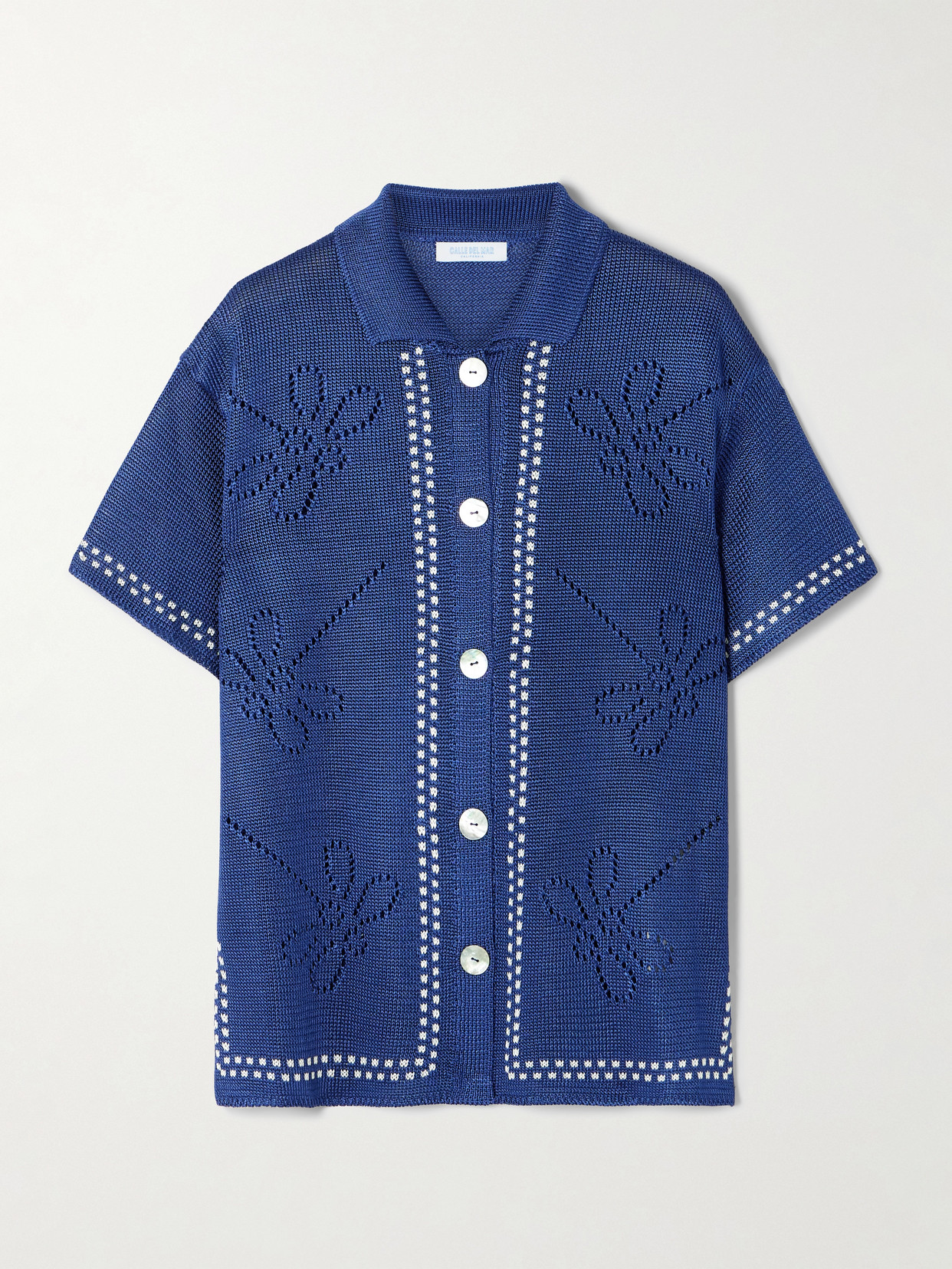 Calle Del Mar Garden Party Pointelle-knit Shirt