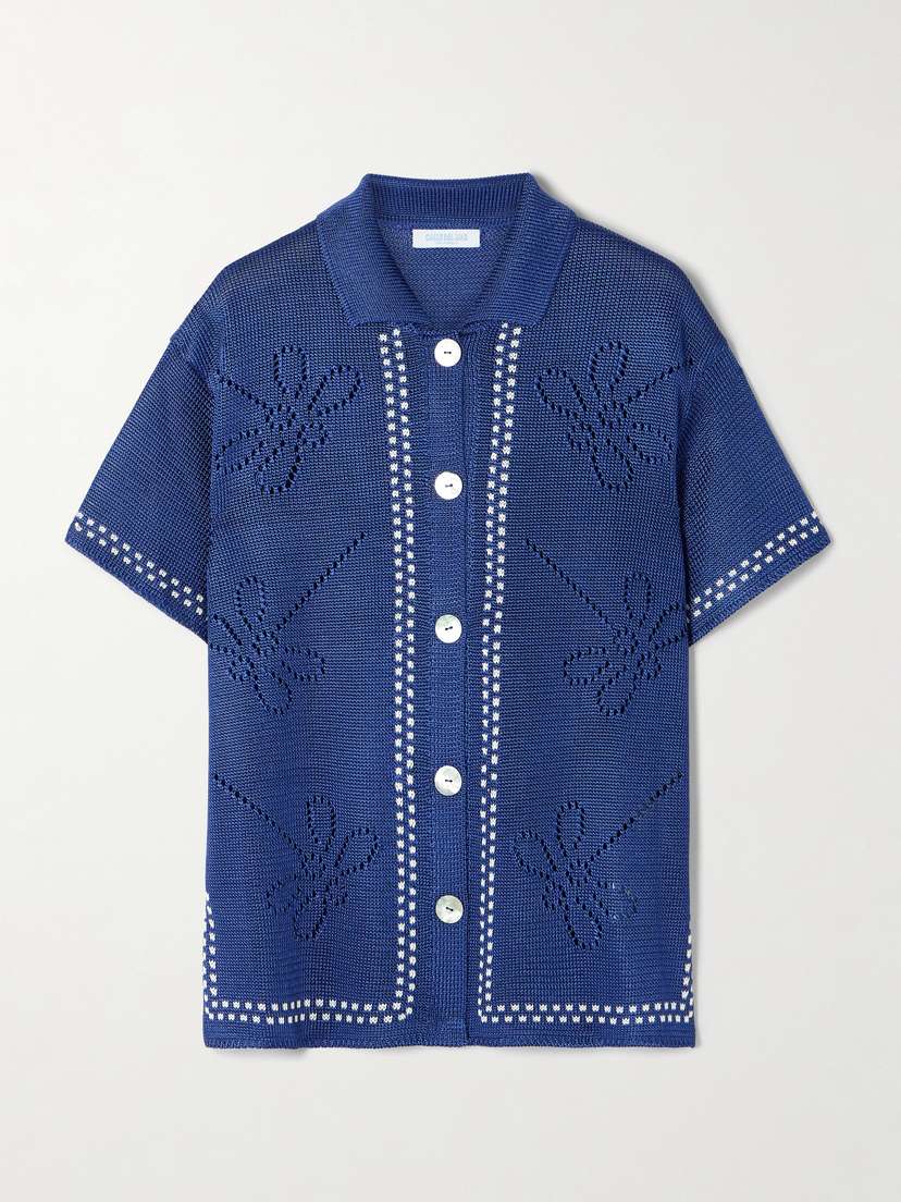Calle Del Mar Garden Party Pointelle-knit Shirt