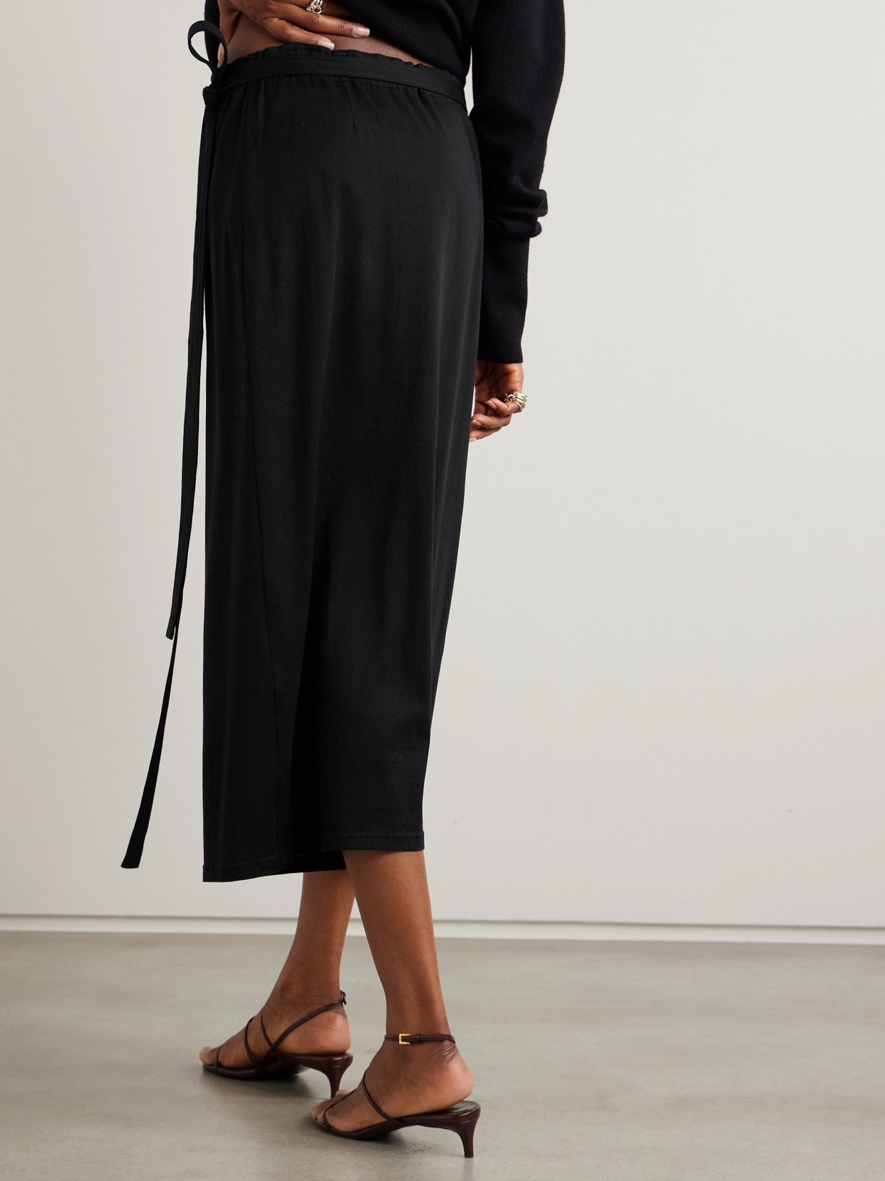 Organic Cotton-Blend Midi Wrap Skirt