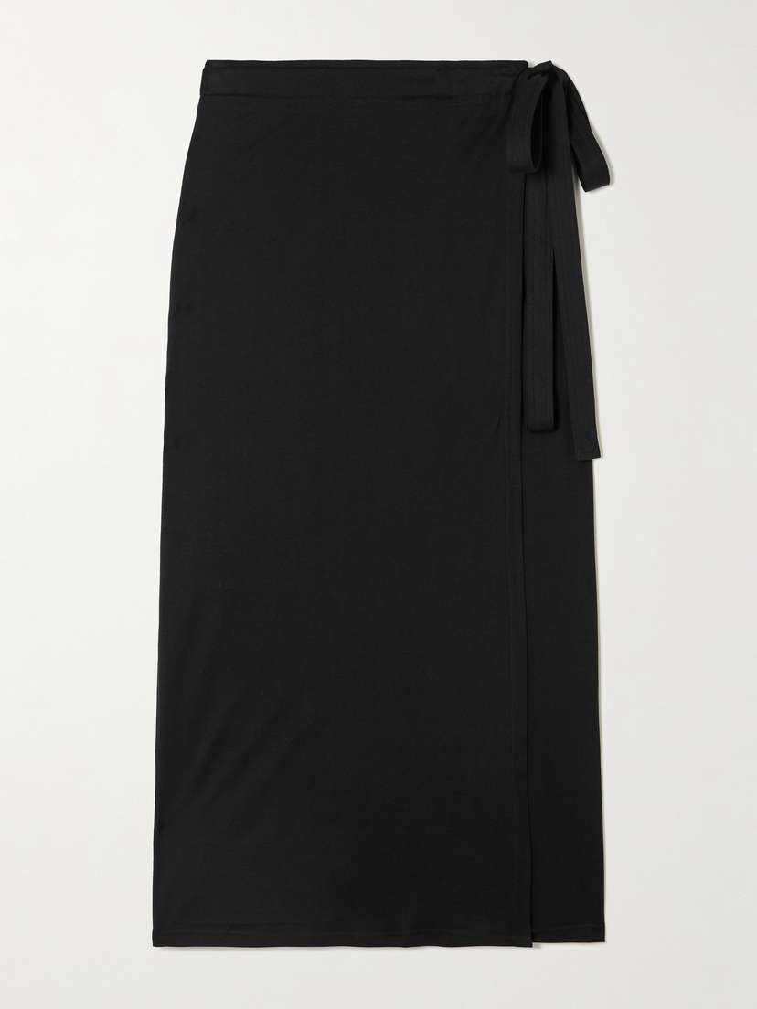 Toteme — Organic cotton-blend midi wrap skirt