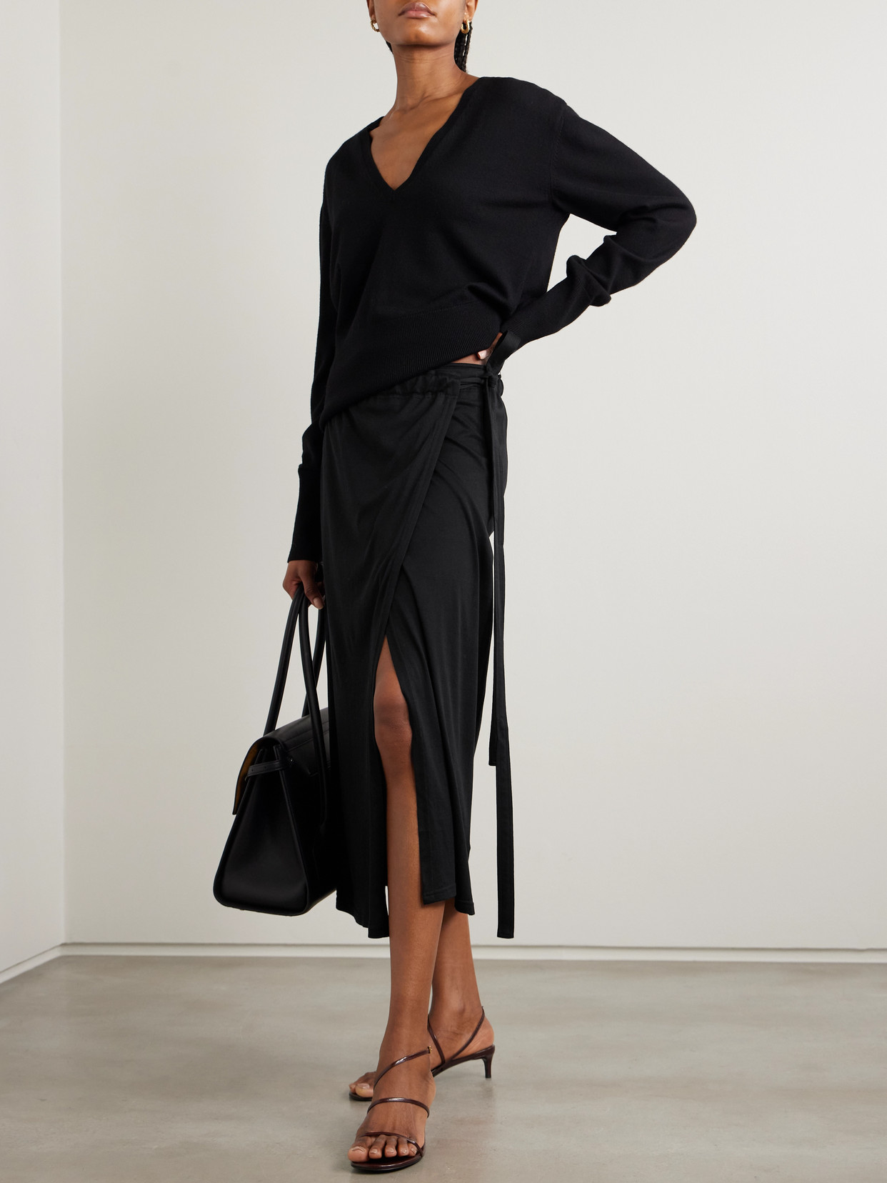 Organic Cotton-Blend Midi Wrap Skirt