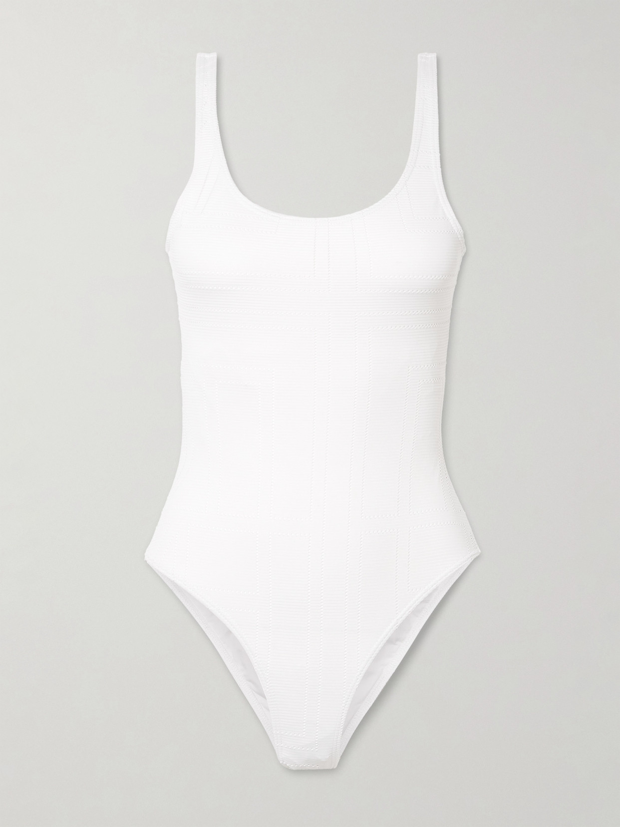 Totême Ribbed Pointelle-knit Recycled Swimsuit In White