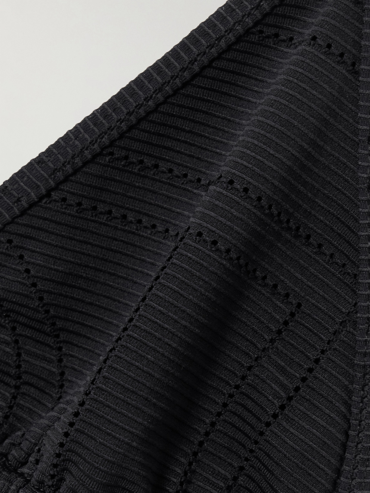Totême Pointelle-knit Triangle Stretch Recycled Halterneck Bikini Top In Black