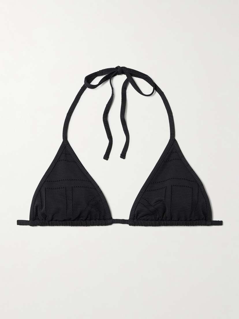 Toteme — Pointelle-knit triangle stretch recycled halterneck bikini top