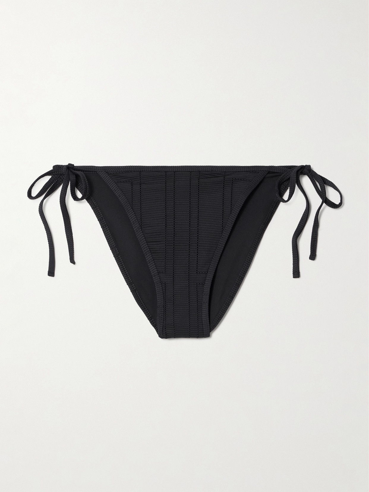 Totême Pointelle-knit Stretch Recycled Bikini Briefs In Black
