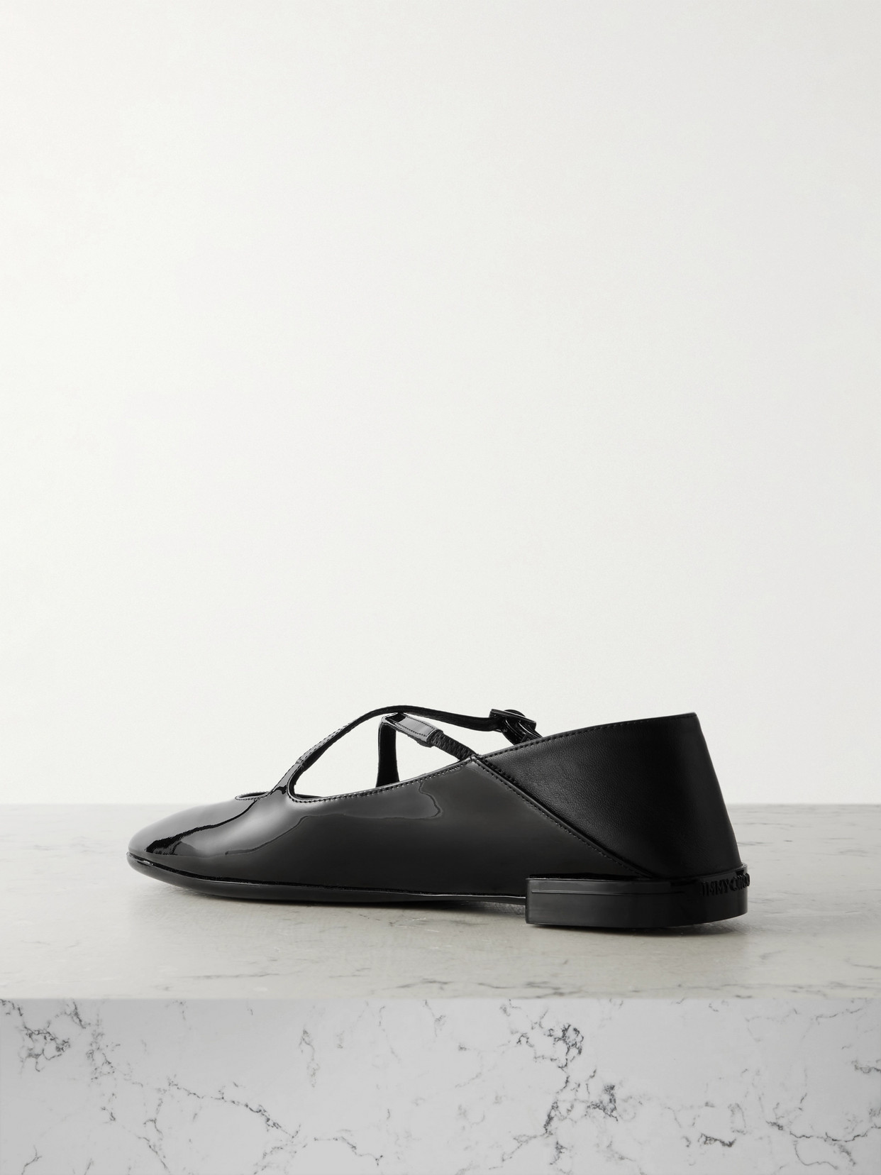 Jimmy Choo Eleri Collapsible-heel Embellished Patent-leather Ballet Flats