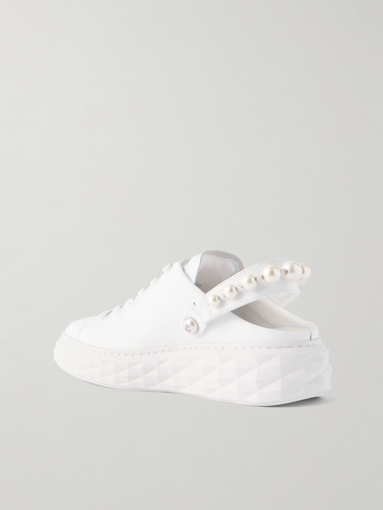 Jimmy Choo Faux Pearl-embellished Leather Slingback Sneakers