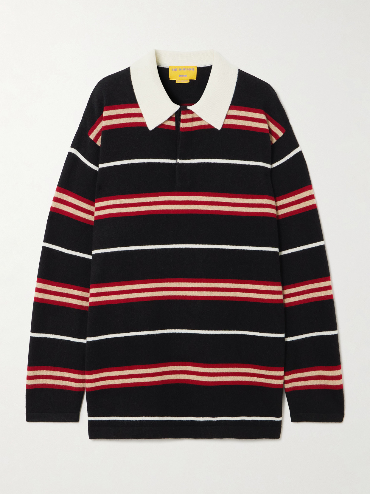 Guest In Residence Oversized Striped Cashmere Polo Sweater In Multi