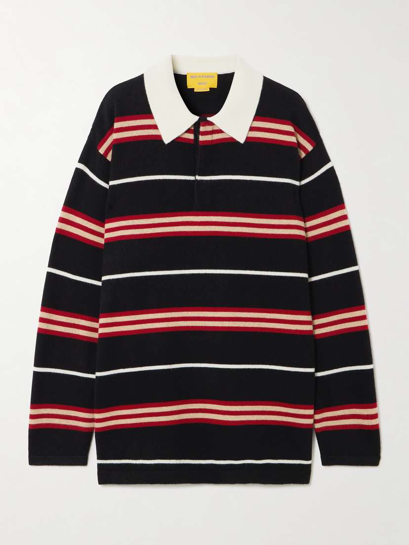 Guest In Residence Oversized Striped Cashmere Polo Sweater