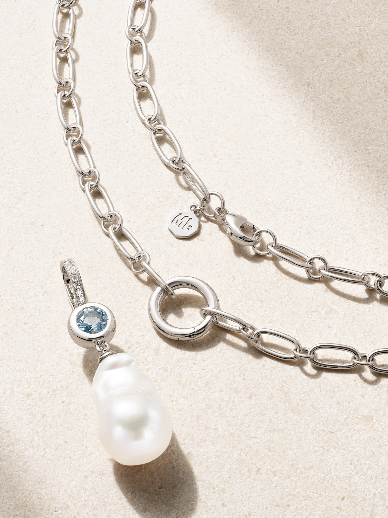 Marlo Laz Sardinia 14-karat White Gold Multi-stone Necklace In Silver