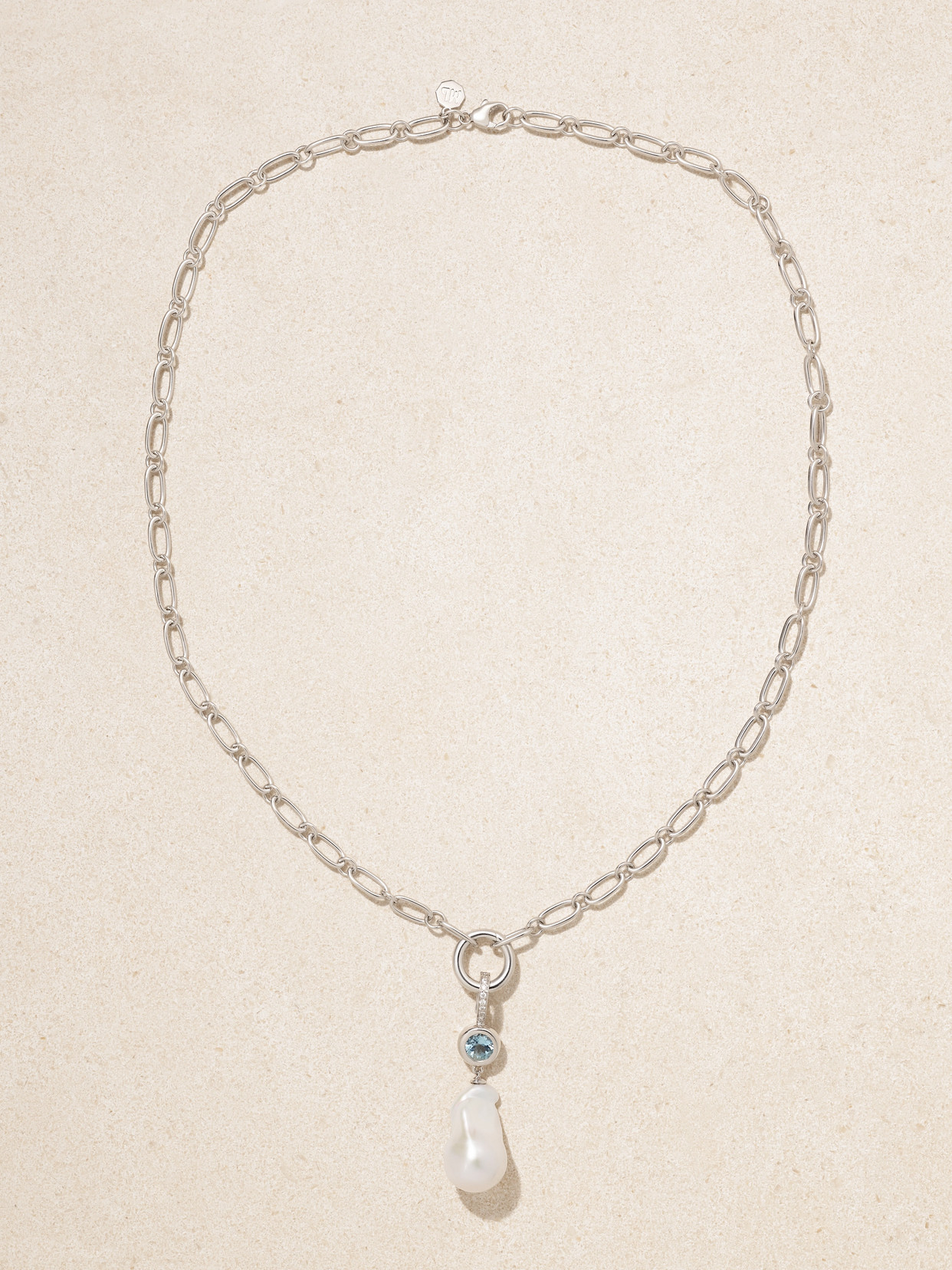 Marlo Laz Sardinia 14-karat White Gold Multi-stone Necklace In Silver