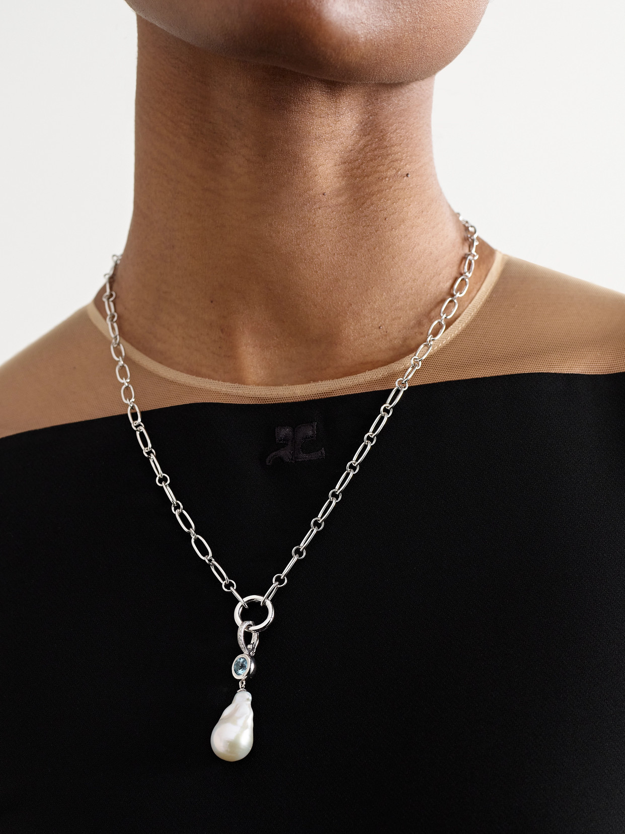 Marlo Laz Sardinia 14-karat White Gold Multi-stone Necklace In Silver
