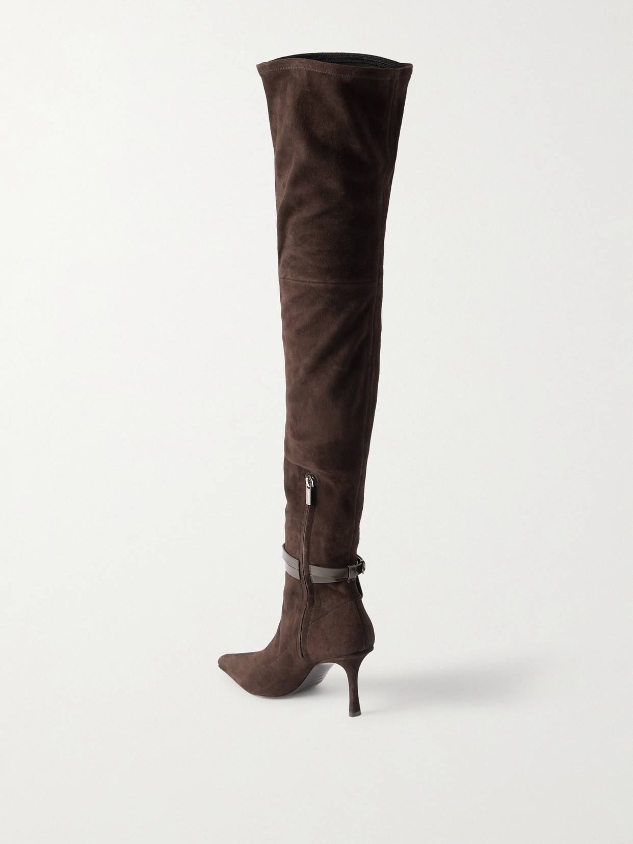 Jimmy Choo Camie 85 Leather-trimmed Suede Over-the-knee Boots In Brown