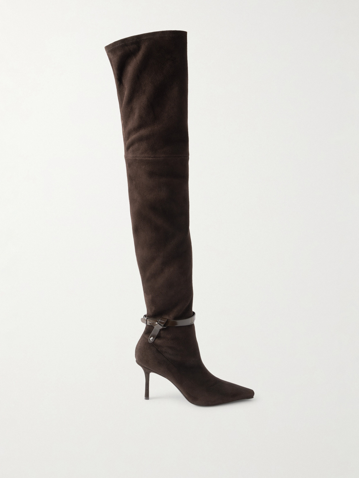 Jimmy Choo Camie 85 Leather-trimmed Suede Over-the-knee Boots In Brown