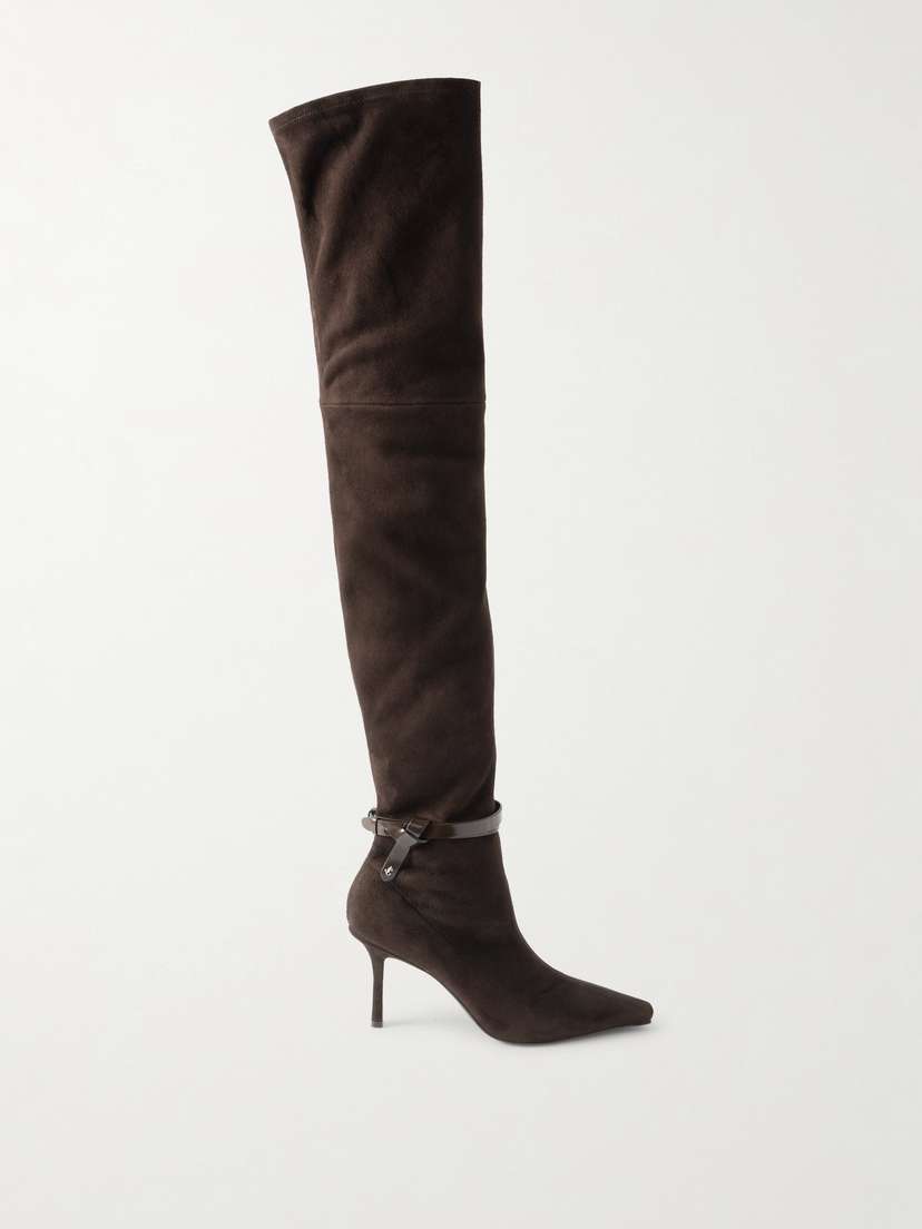 Jimmy Choo Camie 85 Leather-trimmed Suede Over-the-knee Boots