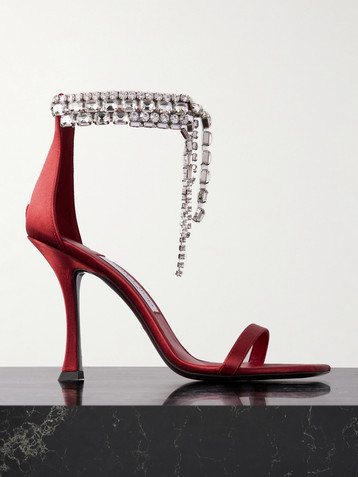 JIMMY CHOO Verity 100 crystal-embellished satin sandals