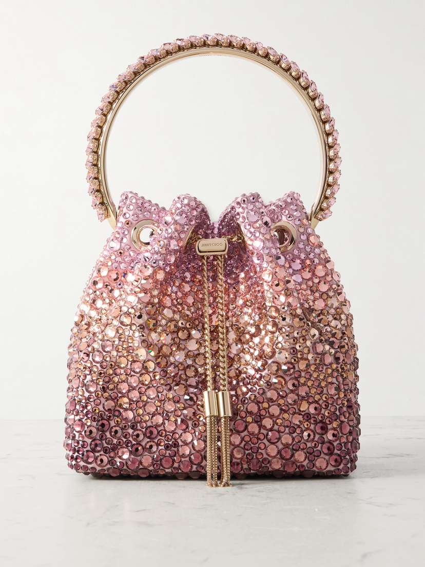 Jimmy Choo Bon Bon Crystal-embellished Satin Bucket Bag