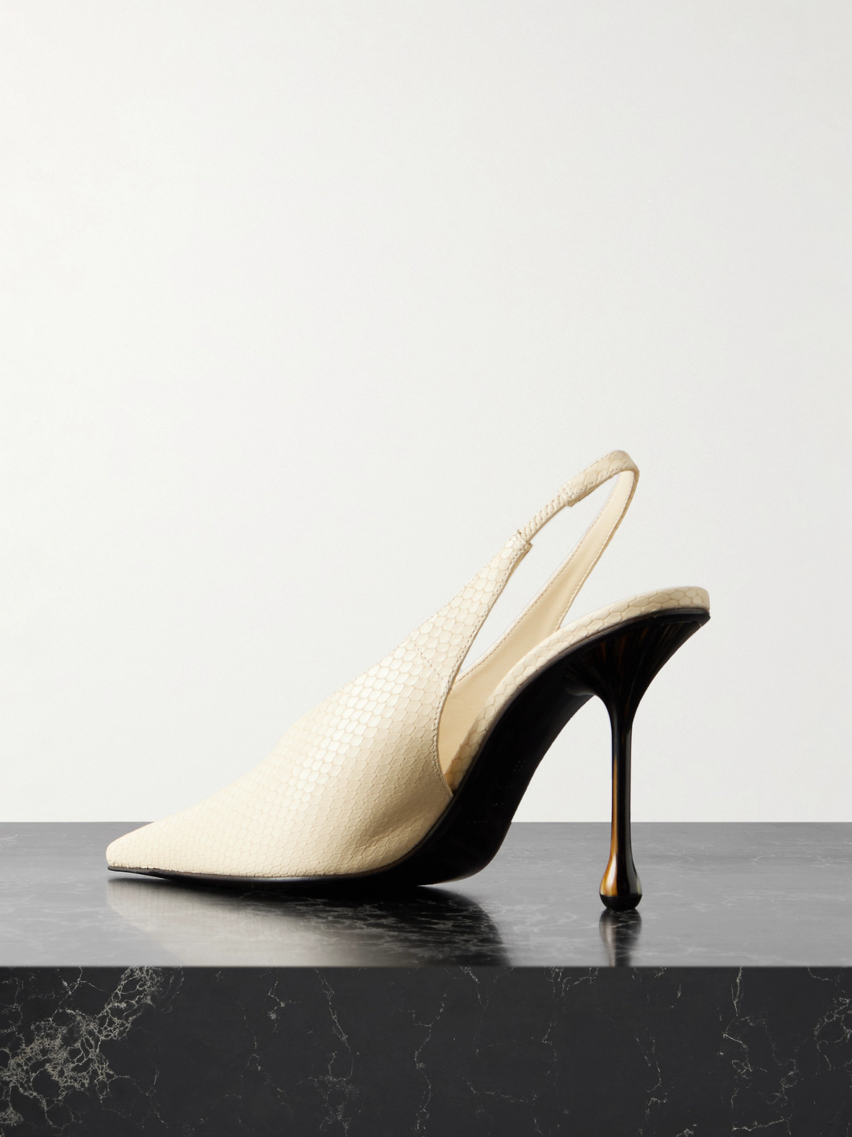 Jimmy Choo Isa 95 Snake-effect Leather Slingback Pumps In White