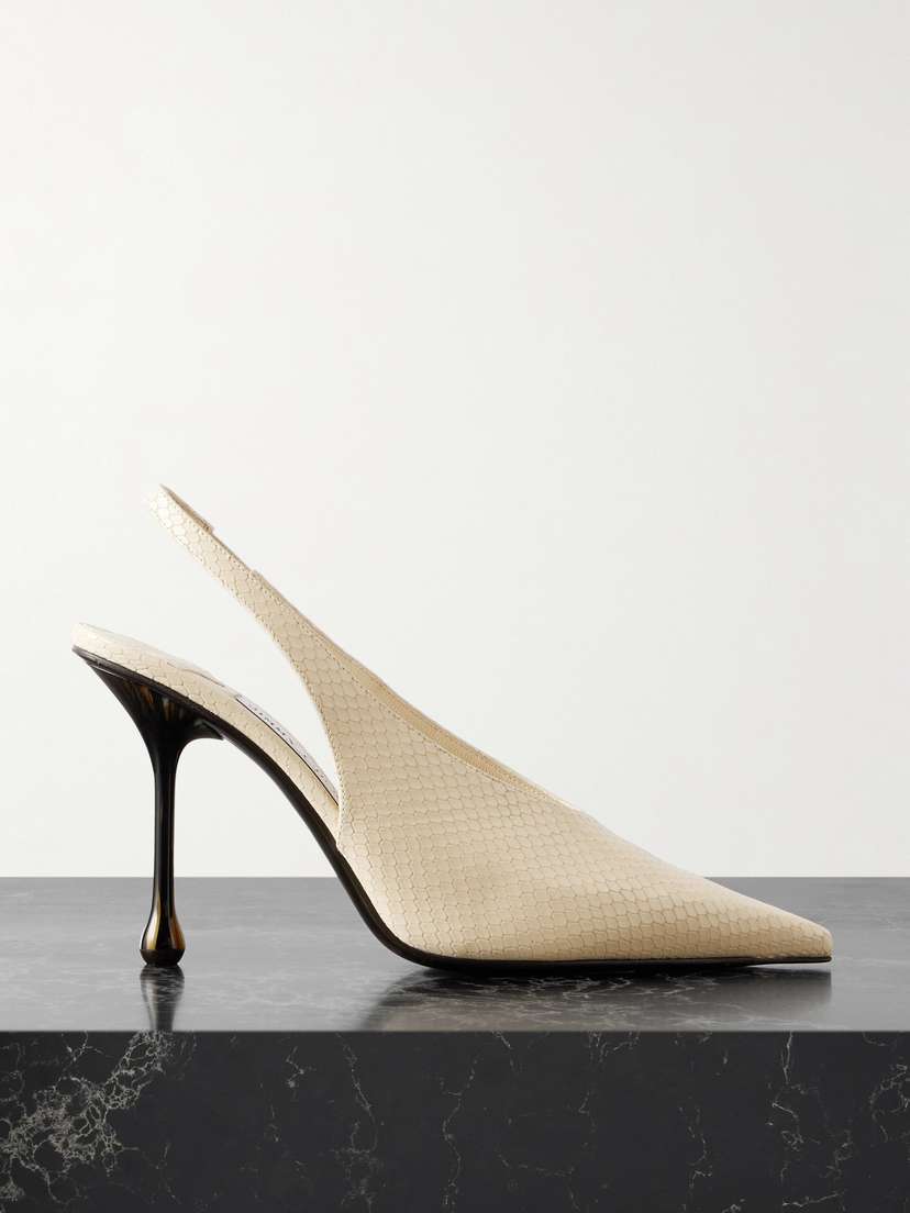 Jimmy Choo Isa 95 Snake-effect Leather Slingback Pumps