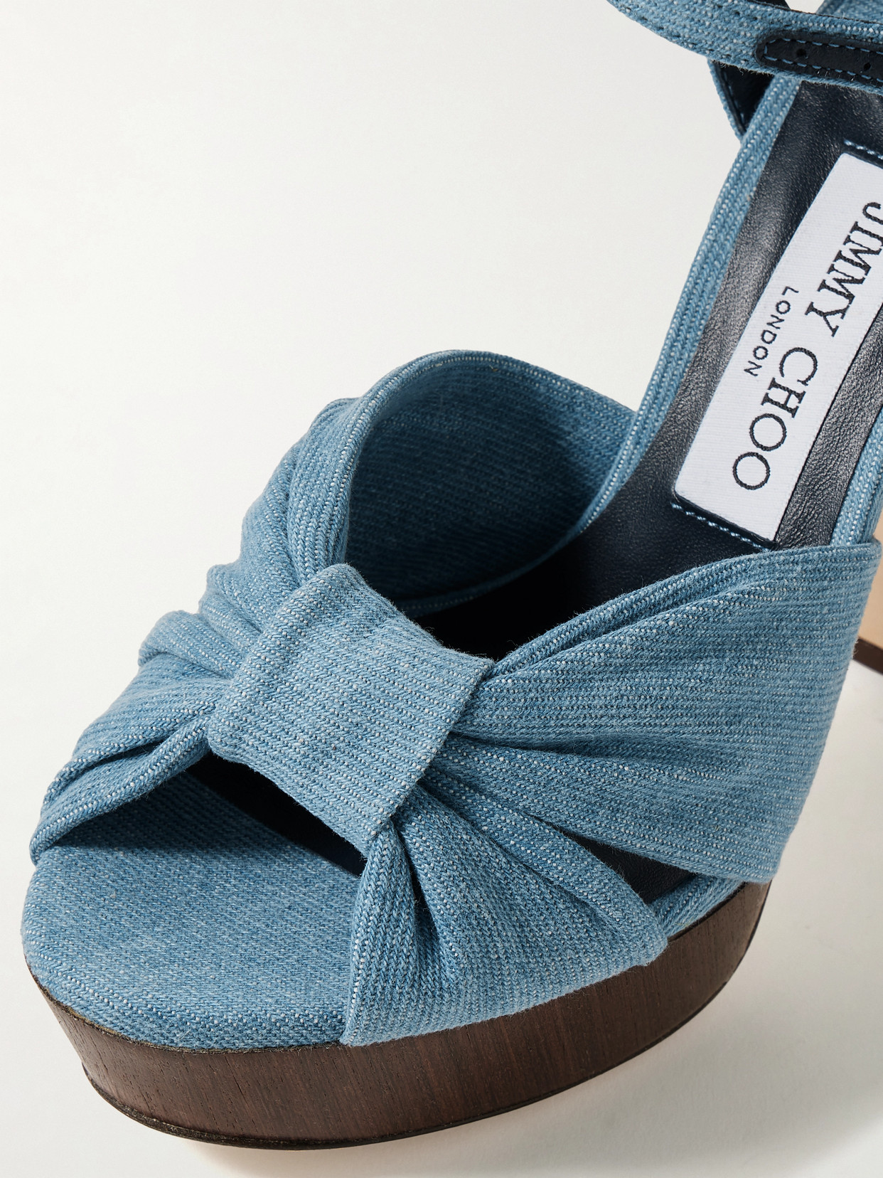 Jimmy Choo Heloise 120 Knotted Denim Platform Sandals
