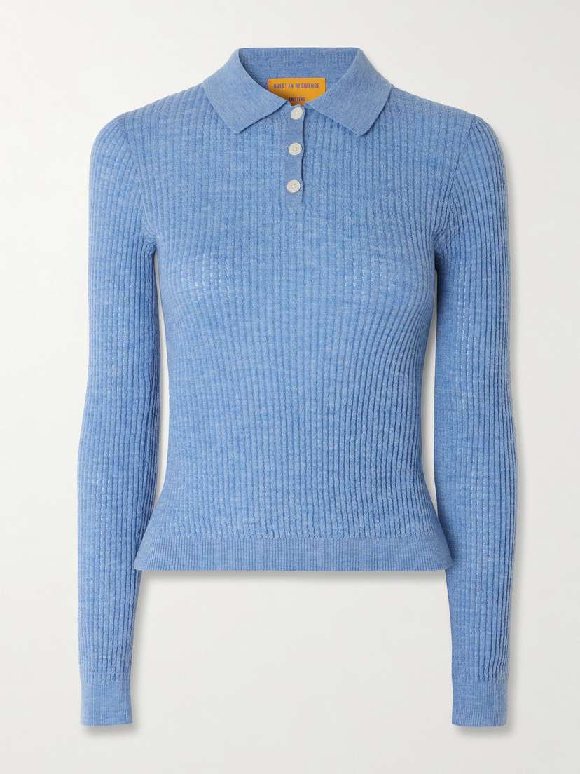Guest In Residence Ribbed Cashmere Polo Shirt