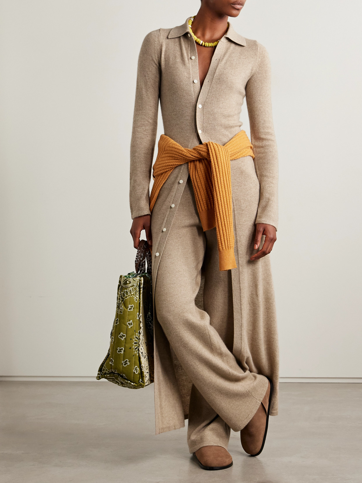 Guest In Residence Showtime Cashmere Midi Dress In Neutral