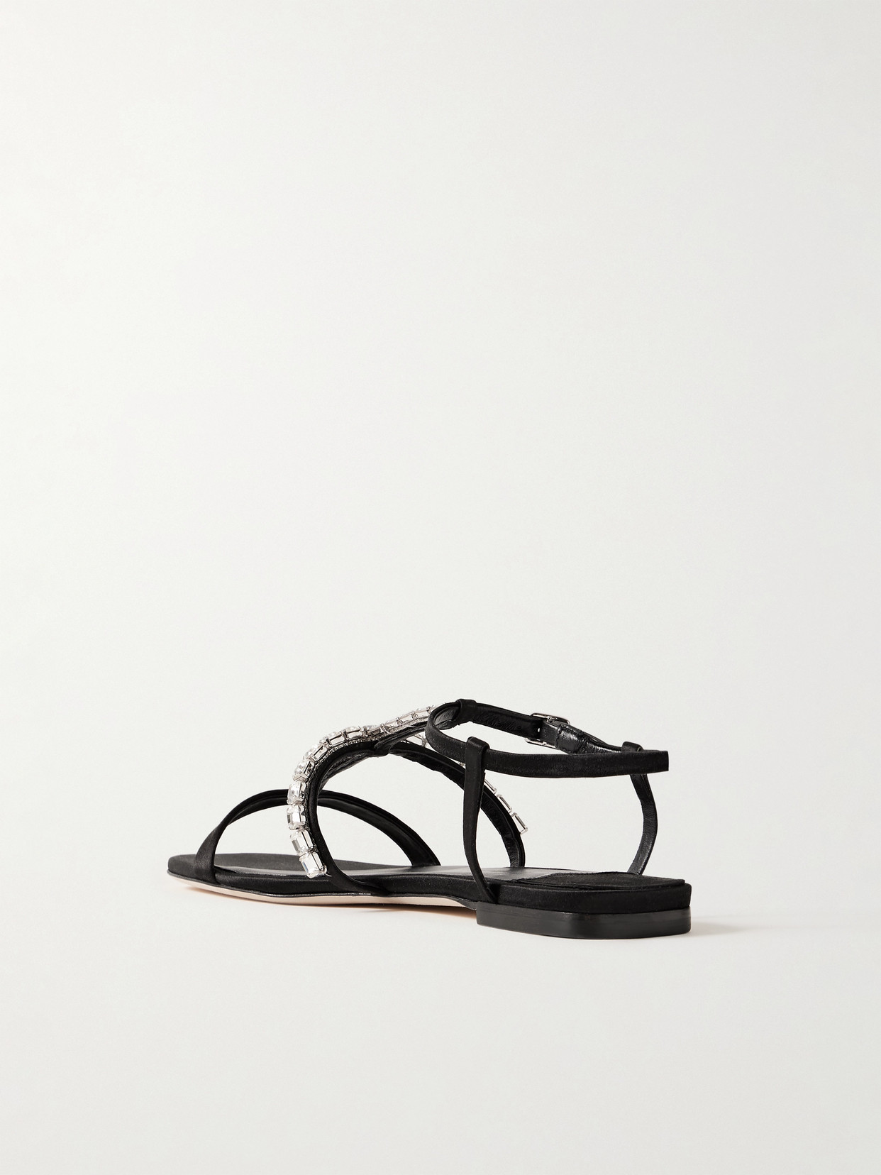 Jimmy Choo Embellished T-bar Heel Strap Sandals In Black