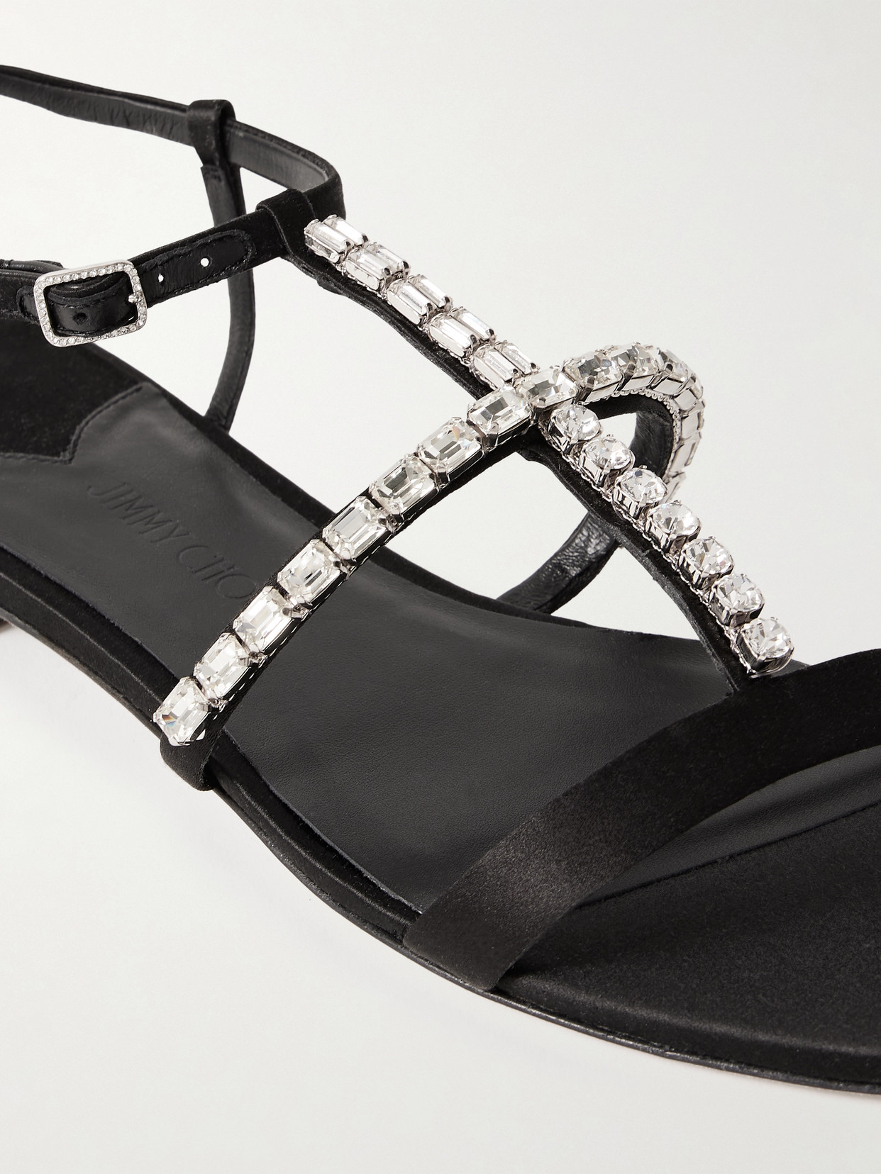 Jimmy Choo Embellished T-bar Heel Strap Sandals In Black